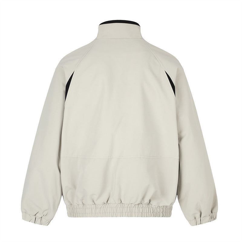 Mock Neck Colorblock Track Jacket – Relaxed Fit Zip-Up Windbreaker