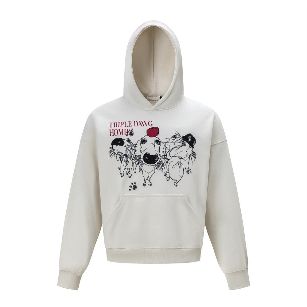 Triple Dawg Homies Graphic Pullover Hoodie – Oversized Hip-Hop Sweatshirt