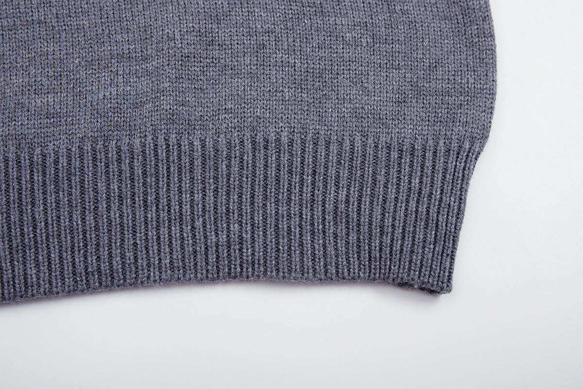 Crew Neck Graphic Knit Sweater – Retro American Campus Style