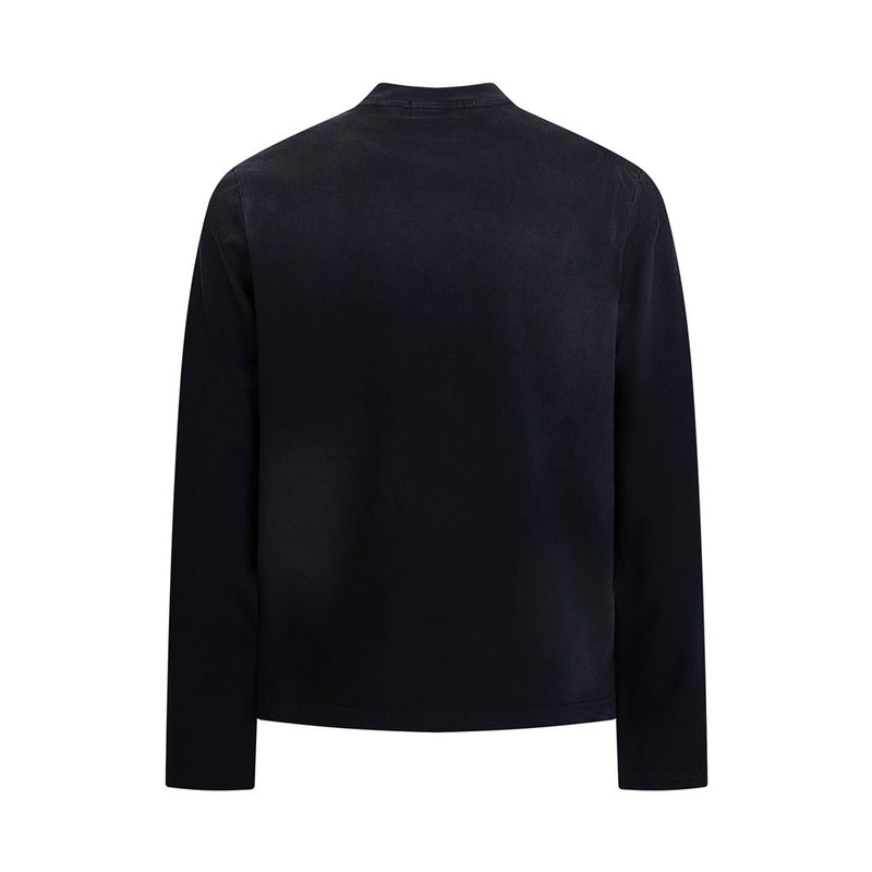 Galloping Horse Graphic Long-Sleeve T-Shirt — Vintage Washed Mock-Neck