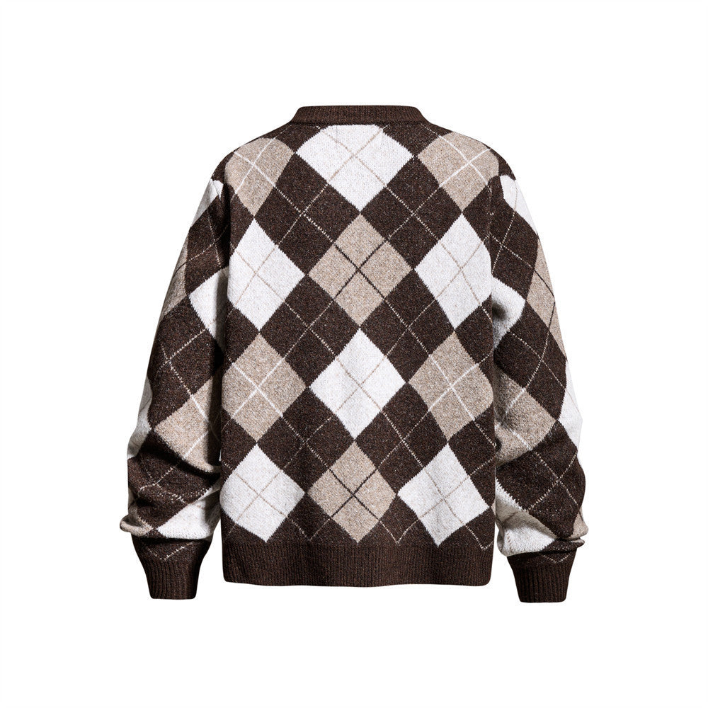 Gilet homme en maille argyle – Coupe oversize boutonnée