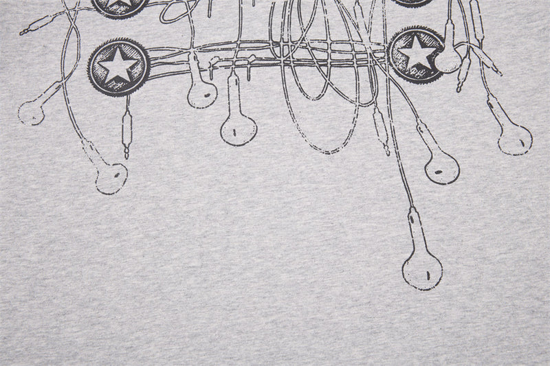 Long Sleeve Polo Shirt with Graffiti Star Print