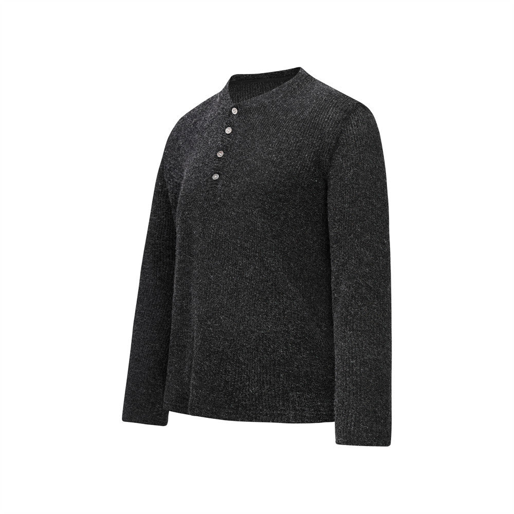Men's Ribbed Knit Henley Sweater – Long Sleeve, Relaxed Fit