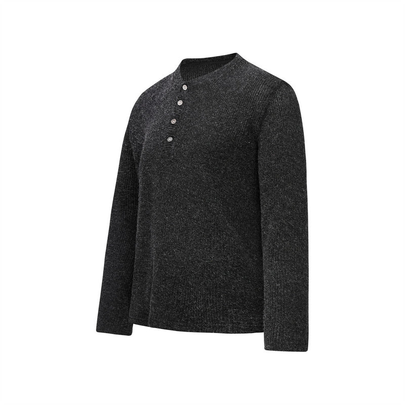 Men's Ribbed Knit Henley Sweater – Long Sleeve, Relaxed Fit