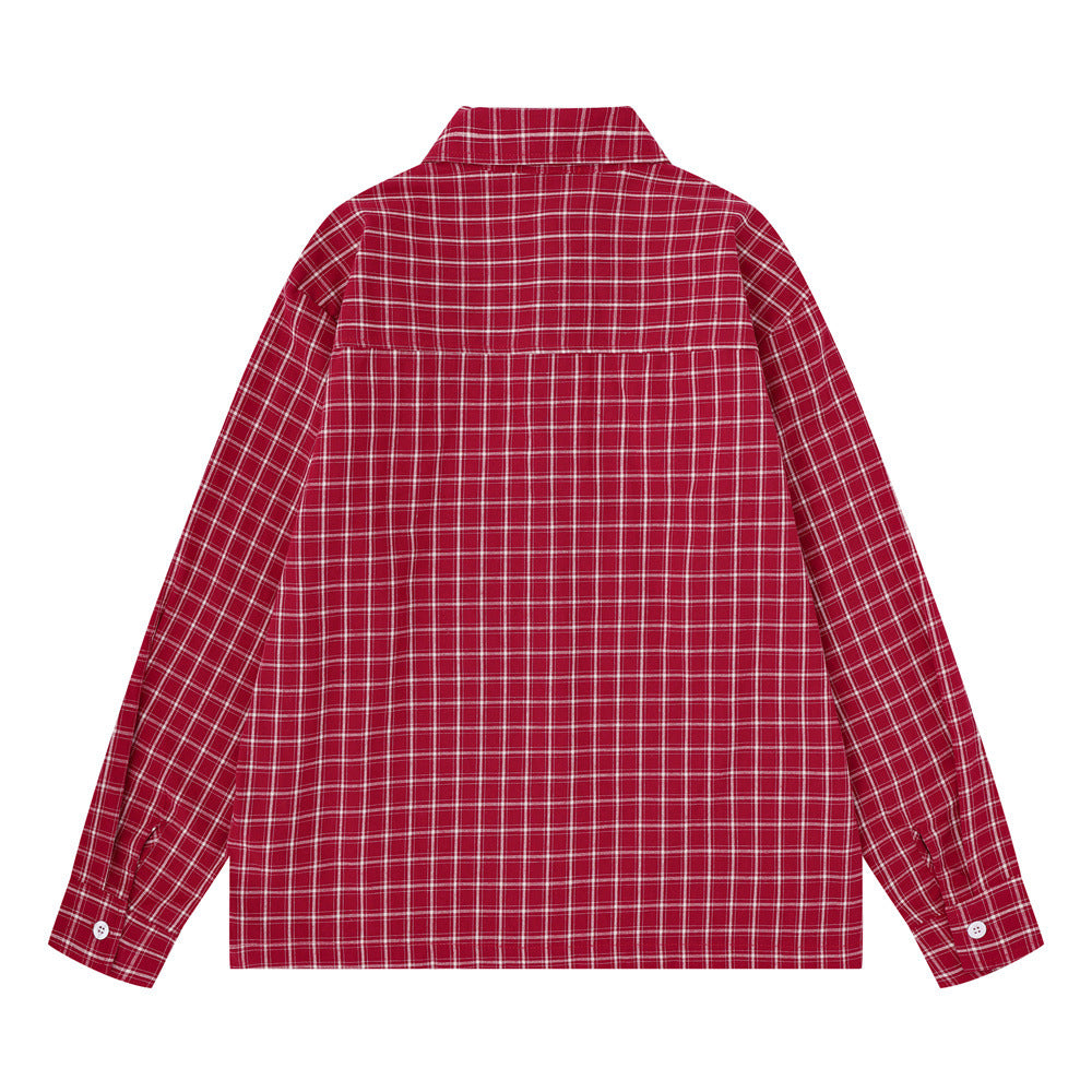 Plaid Long Sleeve Shirt – Savage Base Script Embroidery, Relaxed Fit