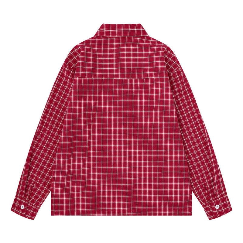 Plaid Long Sleeve Shirt – Savage Base Script Embroidery, Relaxed Fit
