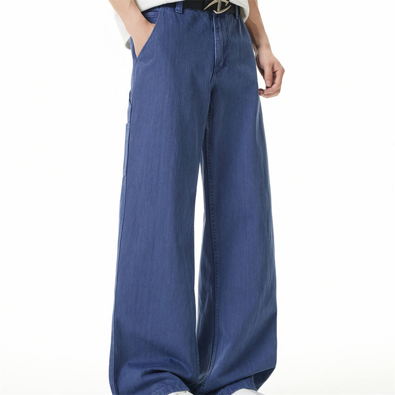 Wide-Leg Carpenter Jeans – Loose Fit Straight Denim Pants with Utility Pockets