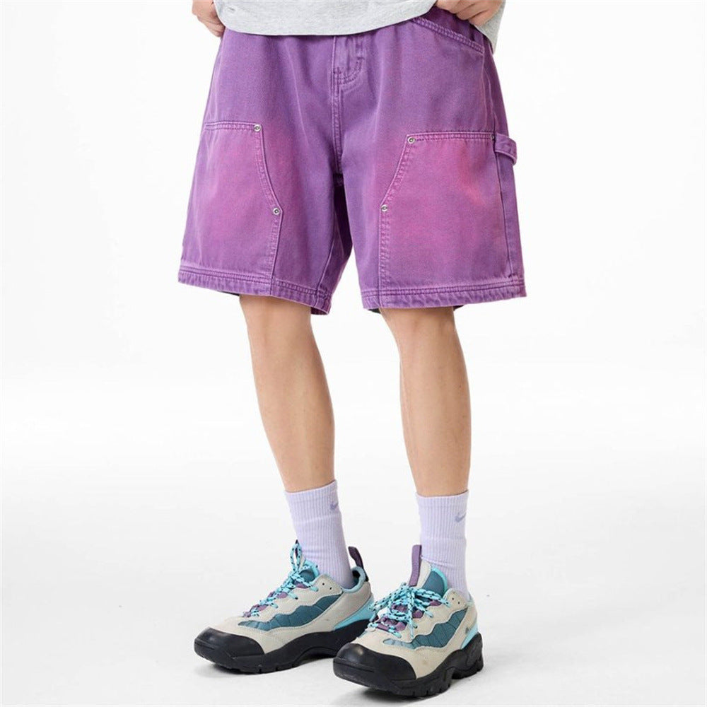 Baggy-Denimshorts für Herren – gewaschene Carpenter-Style-Jeansshorts für Streetwear