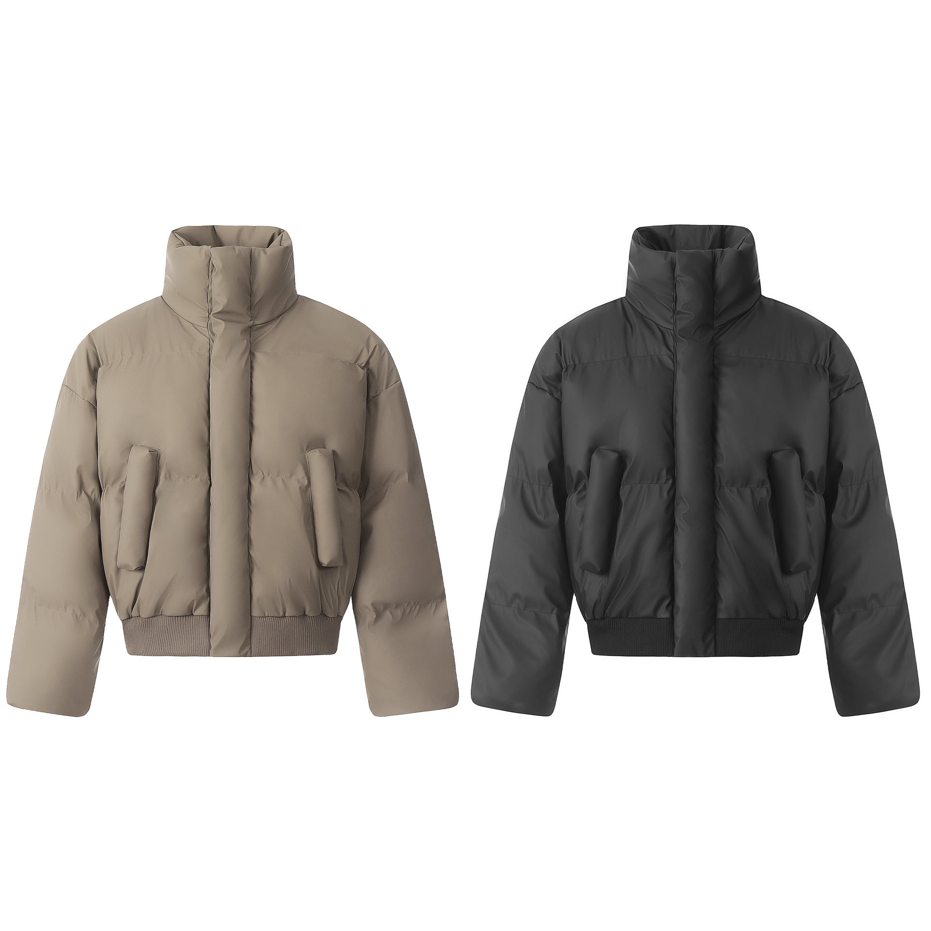 Doudoune oversize à col montant, veste bomber courte