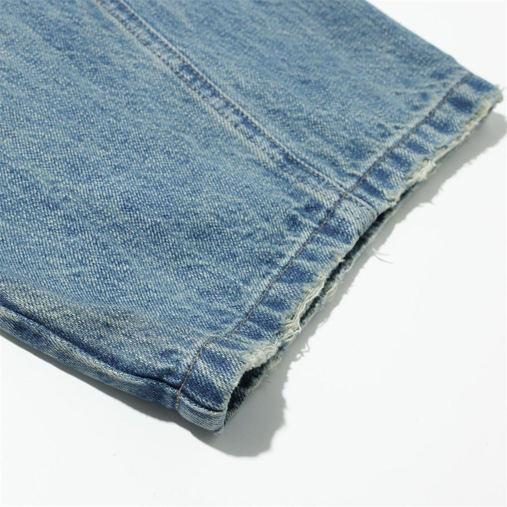 Men's Vintage Washed Wide-Leg Barrel Jeans – Oversized Streetwear Denim with