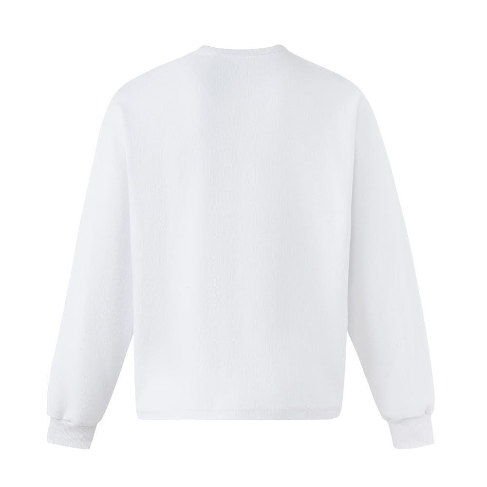Oversized Butterfly Blur Graphic Long Sleeve Sweatshirt – Relaxed Fit Henley