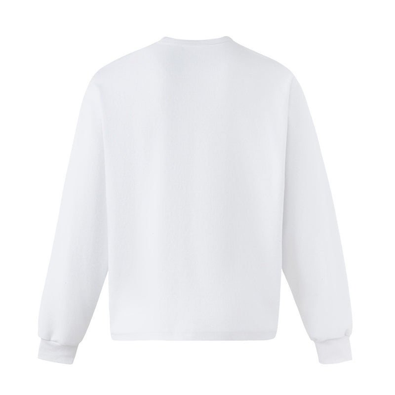 Oversized Butterfly Blur Graphic Long Sleeve Sweatshirt – Relaxed Fit Henley