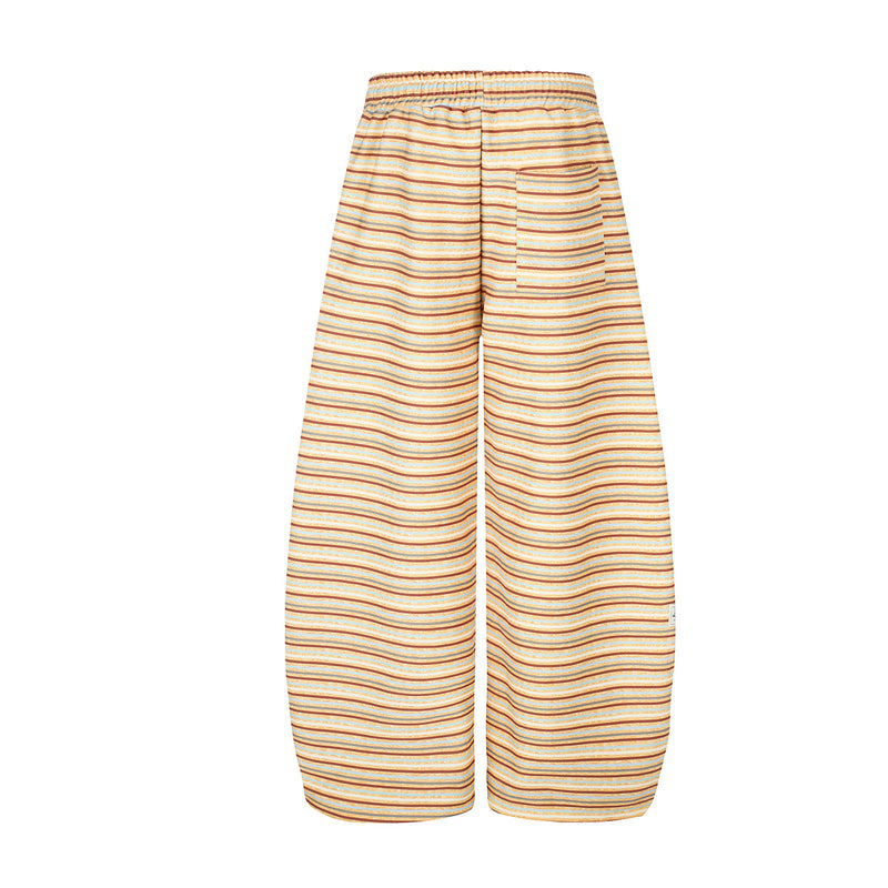 Pantalon de survêtement rayé à jambes larges – Coupe droite ample avec cordon