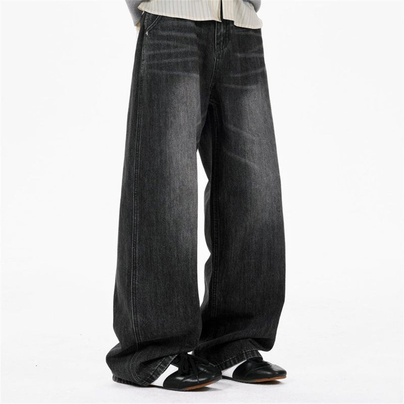 Baggy Black Jeans Men – Wide Leg Vintage Washed Straight Denim Pants