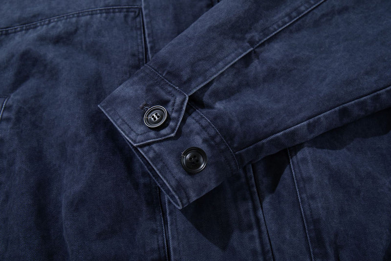 Blouson bomber vintage workwear délavé – Veste Harrington courte à col montant