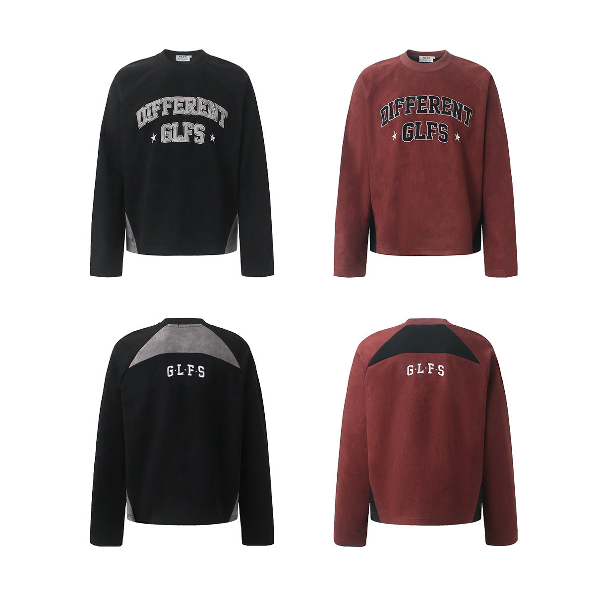 Langarmshirt mit Veloursleder-Textur – Collegiate-Arch-Aufdruck DIFFERENT GLFS