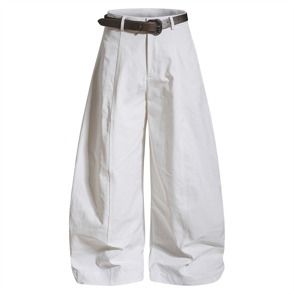 Wide-Leg Barrel Trousers with Belt – High-Waist Oversized Curved Pants