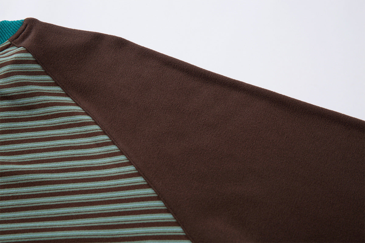 Striped Raglan Long Sleeve Shirt – Colorblock Contrast Sleeve Crewneck Tee