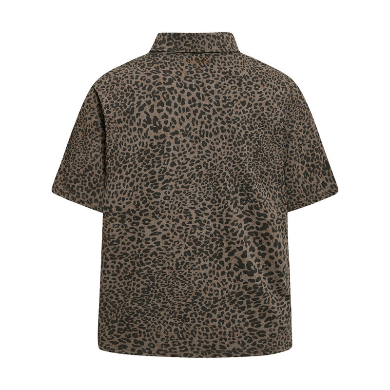 Mafa Vintage Leopard Print Short Sleeve Polo Shirt