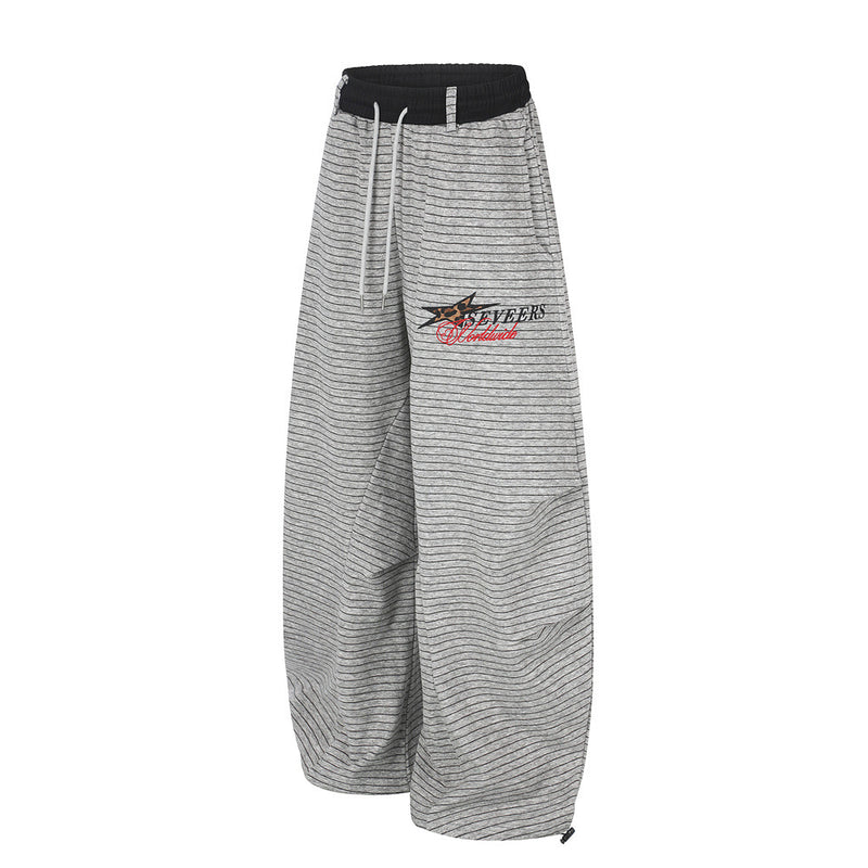 Striped Wide-Leg Sweatpants – Oversized Baggy Fit with Contrast Waistband