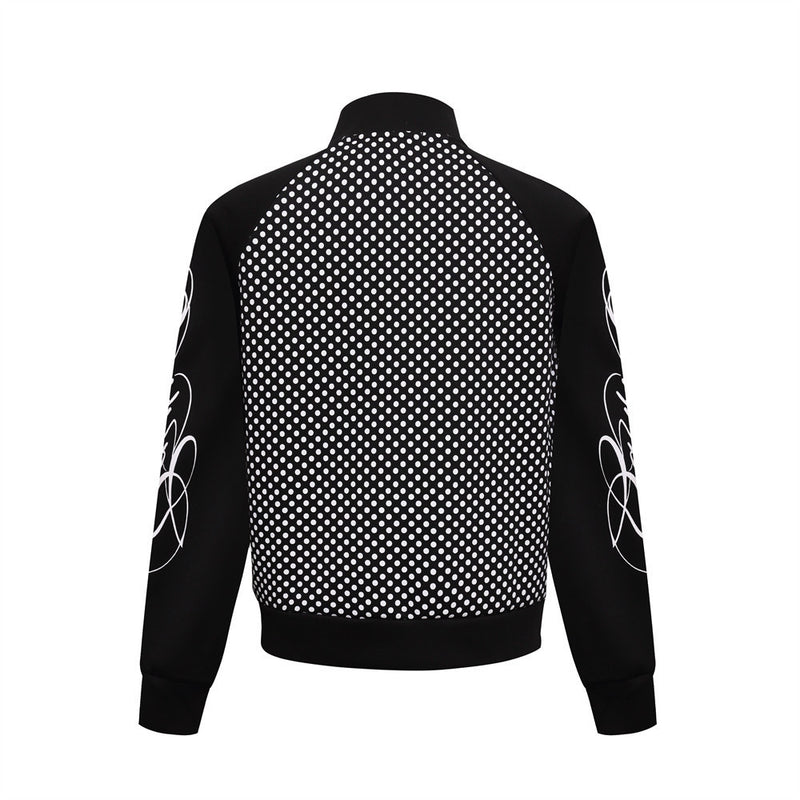 Men's Polka Dot Track Jacket – Stand Collar Full-Zip Sport Coat with Stripe