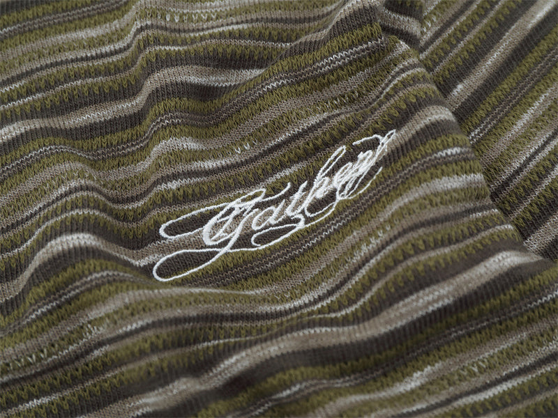Chemise homme rayée à manches longues style Henley – Haut en maille à coupe décontractée avec boutons