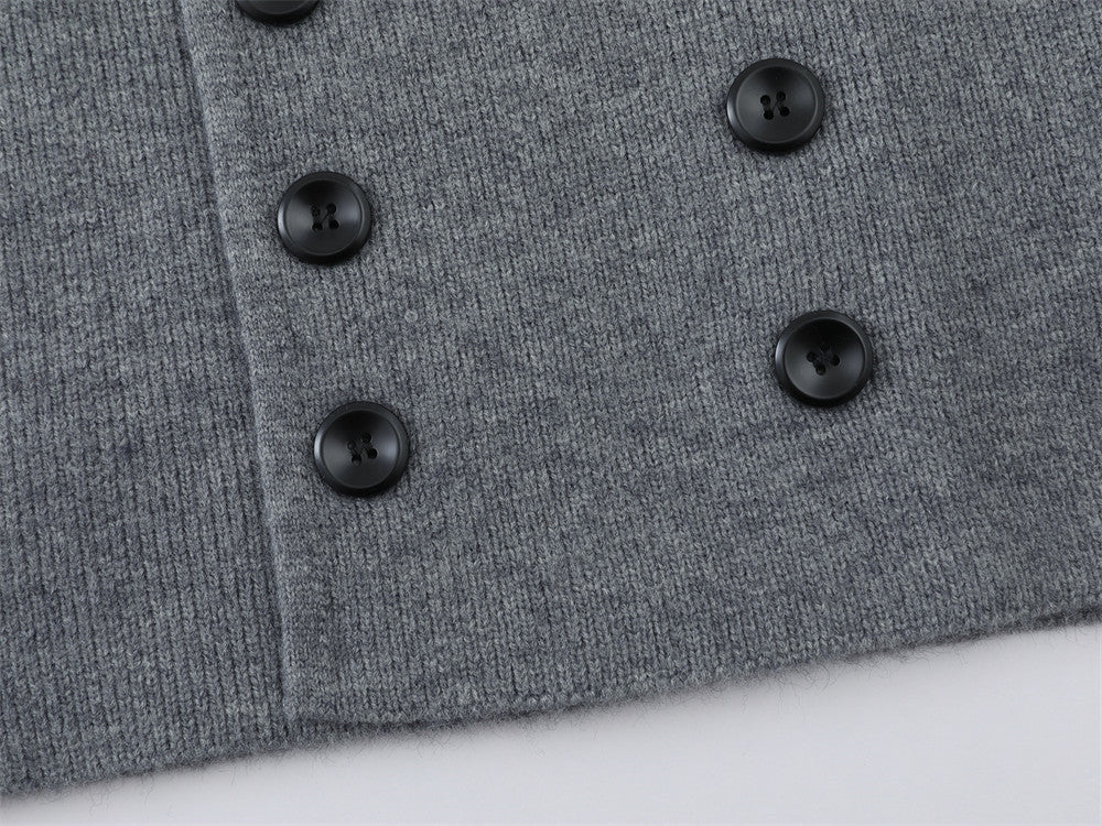 Double-Breasted V-Neck Knit Cardigan – Men's Relaxed Fit Sweater Jacket