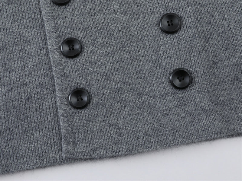 Double-Breasted V-Neck Knit Cardigan – Men's Relaxed Fit Sweater Jacket