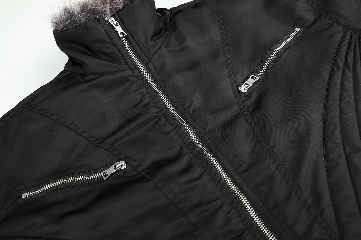 Quilted Padded Jacket with Faux Fur Collar – Moto-Inspired Deconstructed Design