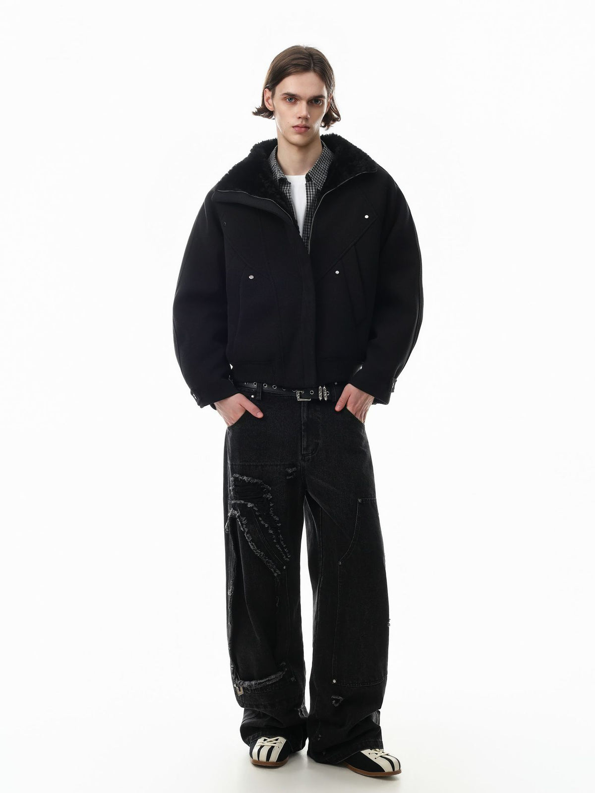 Men's Oversized Bomber Jacket with Sherpa Collar – Padded Winter Coat