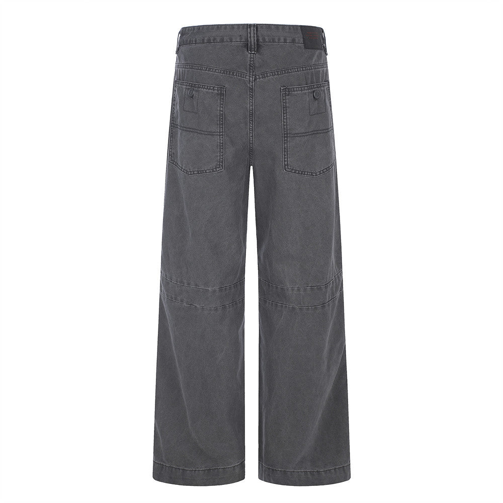 Wide-Leg Cargo Pants – Vintage Washed Deconstructed Panelled Trousers