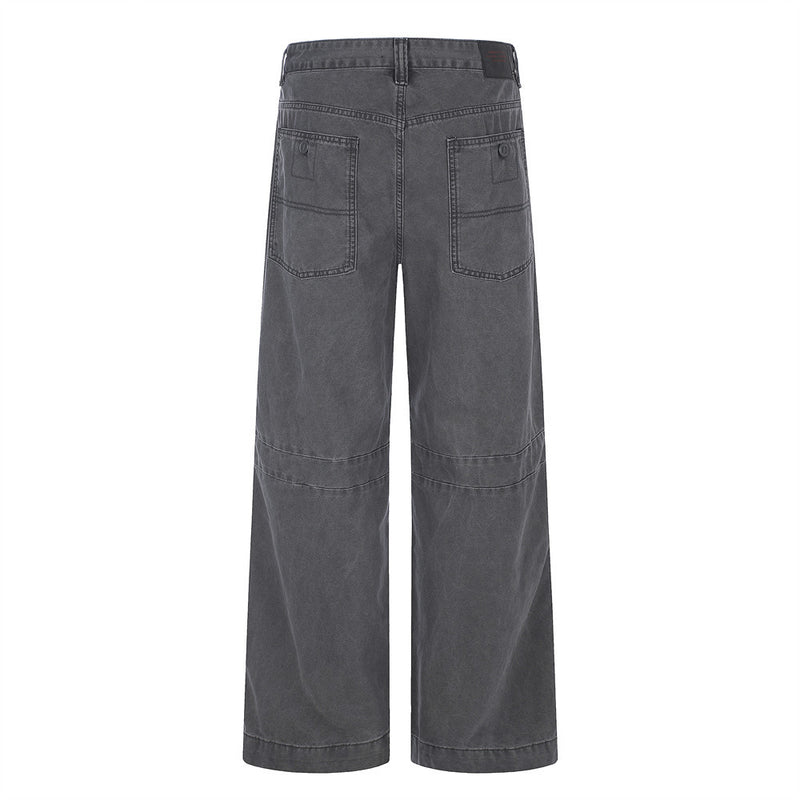 Wide-Leg Cargo Pants – Vintage Washed Deconstructed Panelled Trousers