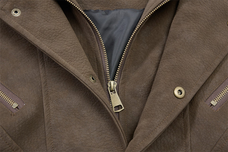 Vintage Leather Bomber Jacket – Men's Oversized PU Leather Baseball Jacket with