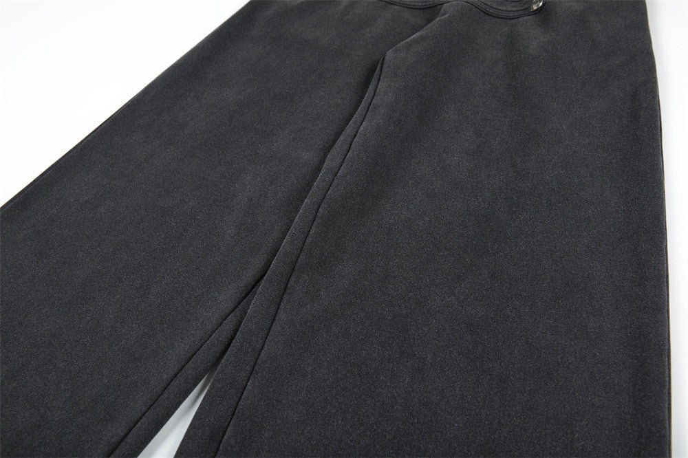 Pantalon de survêtement homme vintage délavé wide leg avec boutons effet double boutonnage