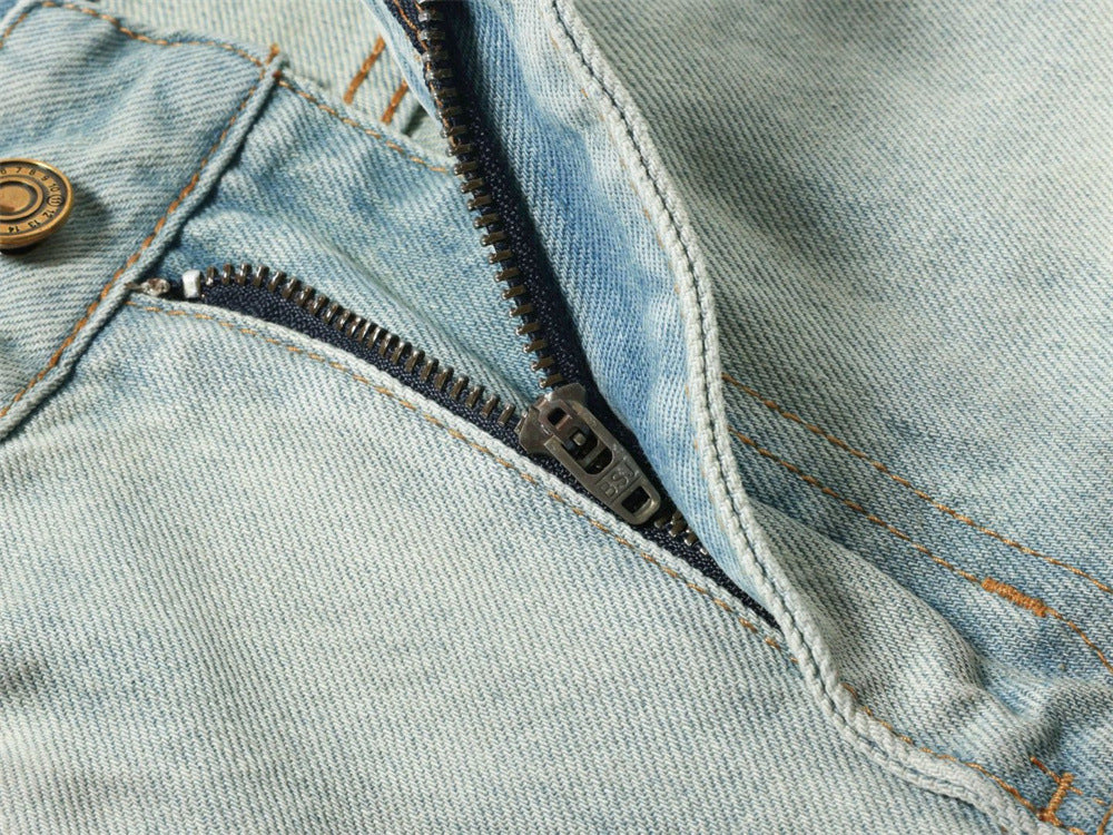 Baggy Pants for Men – Wide Leg Washed Light Blue Denim Jeans