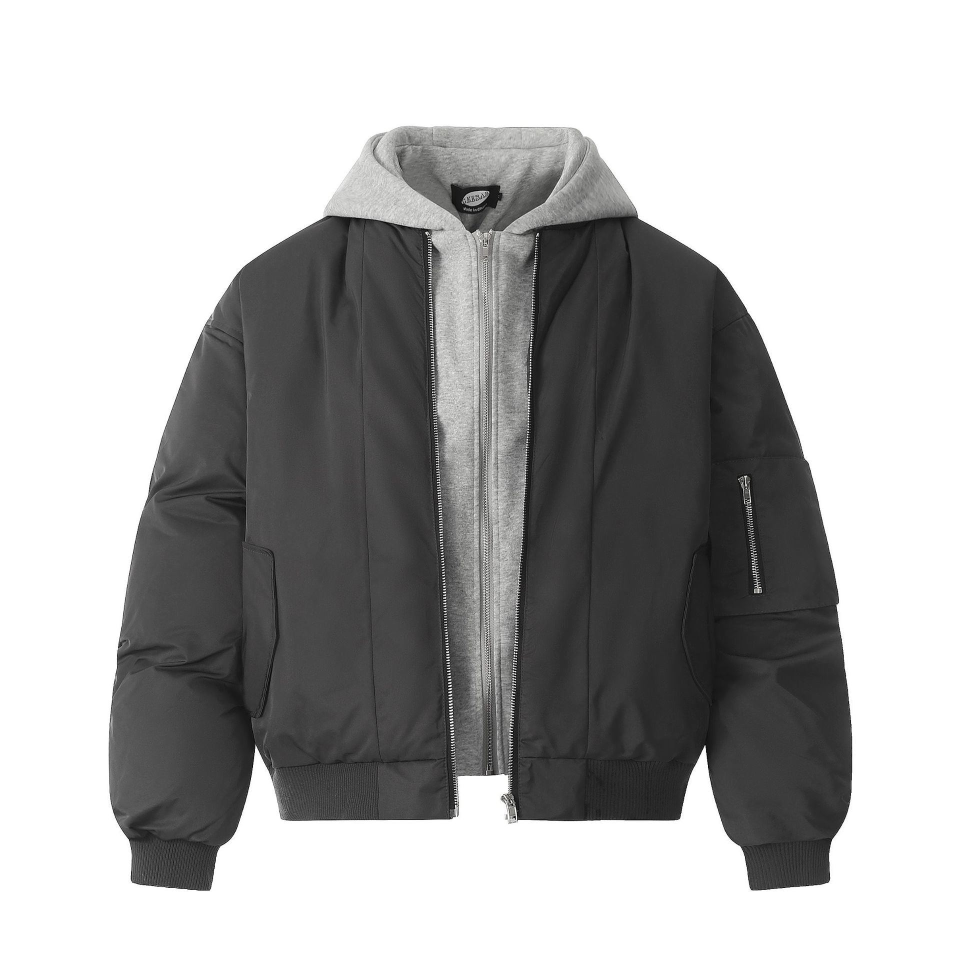 Chaqueta bomber con capucha extraíble y forro polar en capas – Abrigo acolchado de invierno