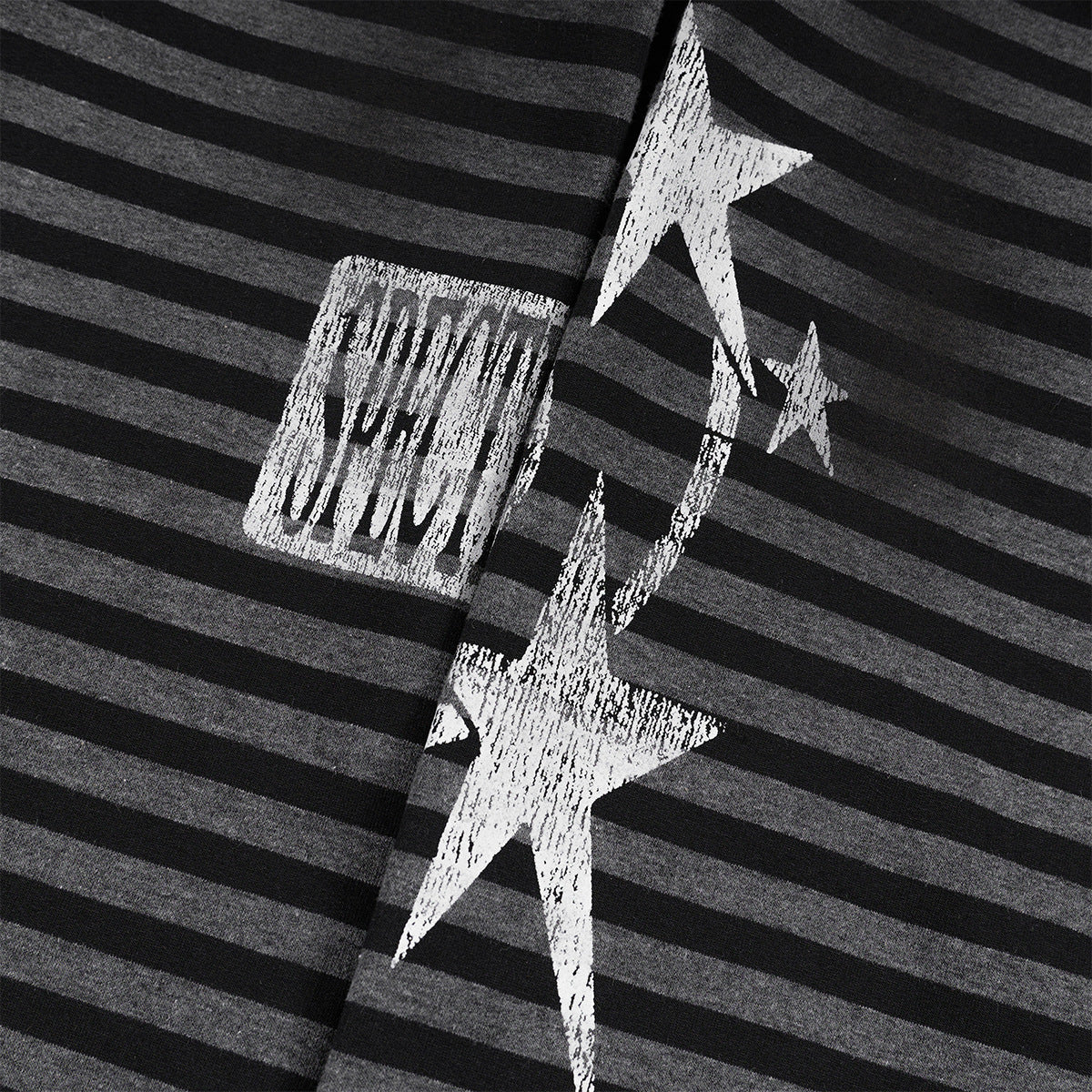 Striped Zip-Up Hoodie – Distressed Dark Streetwear with Music Graphic Print