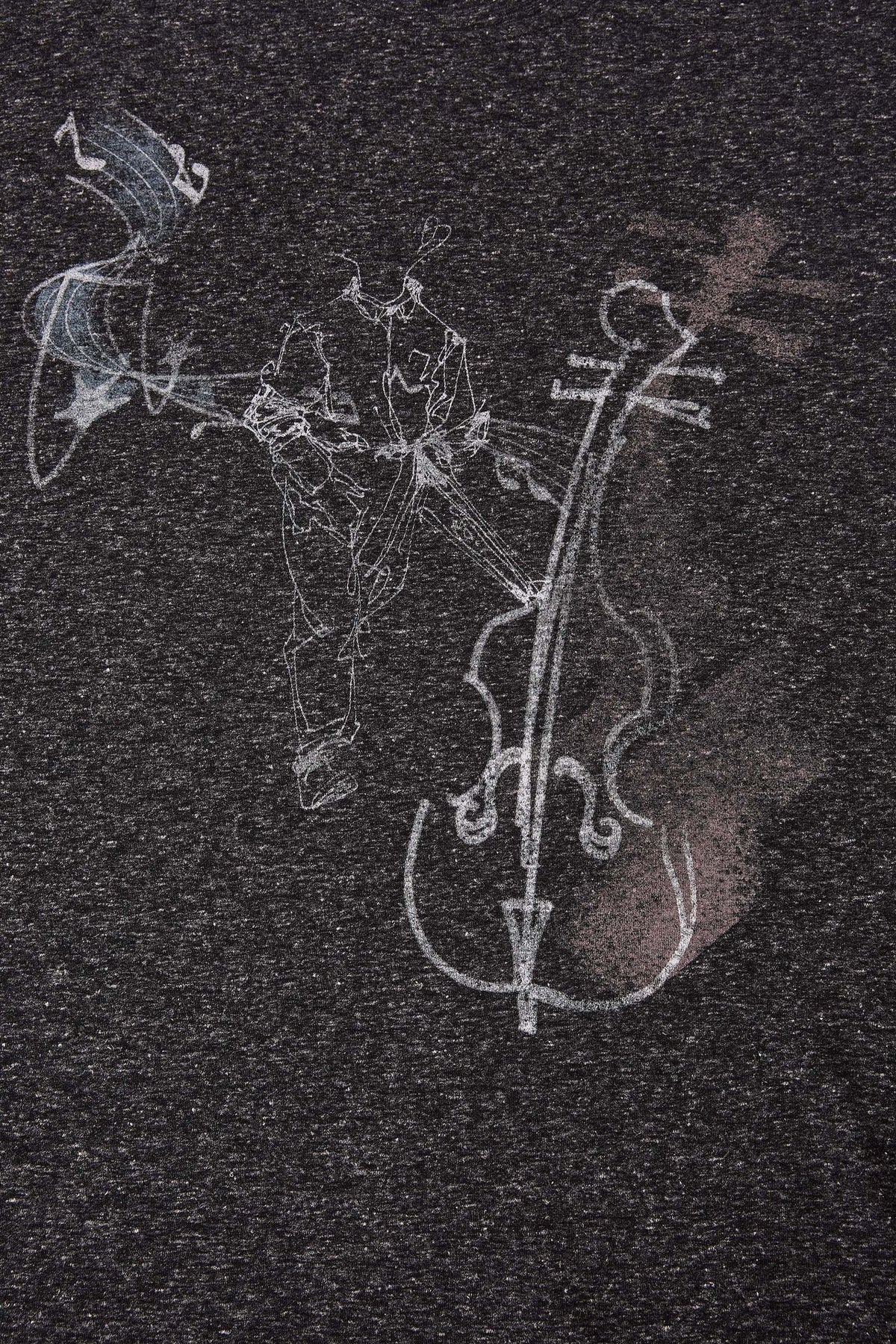 Long Sleeve Graphic Shirt – Cello Musician Sketch Print, Relaxed Fit