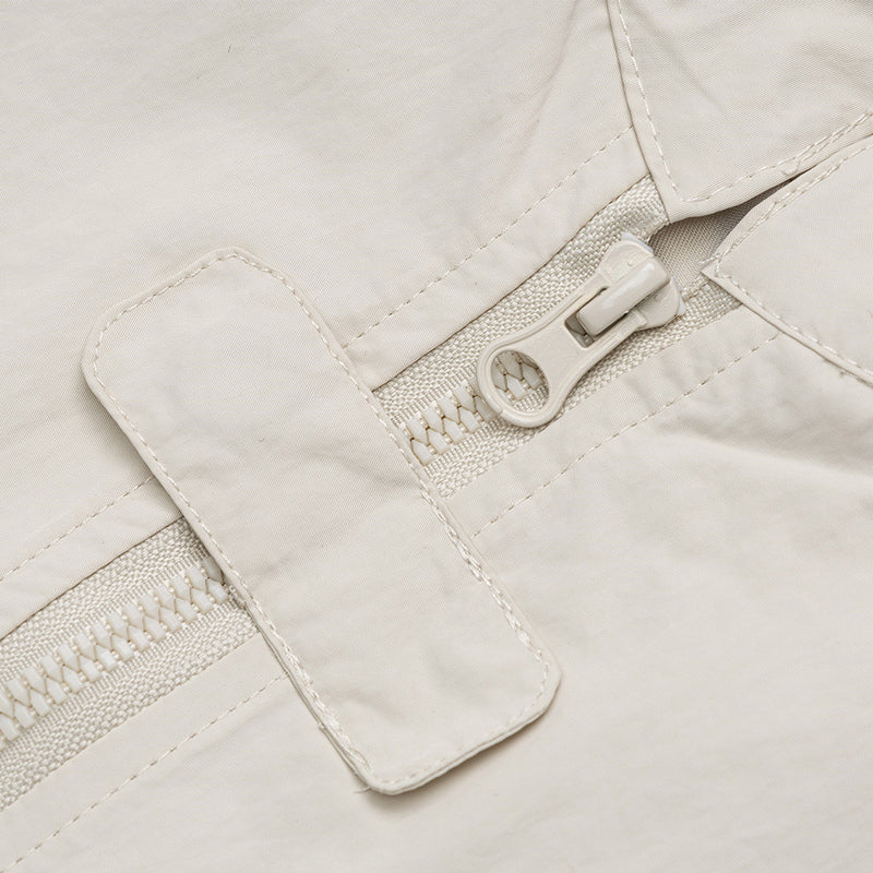 Oversized Stand-Collar Zip-Up Jacket – Men's Relaxed Fit with Zip Pockets