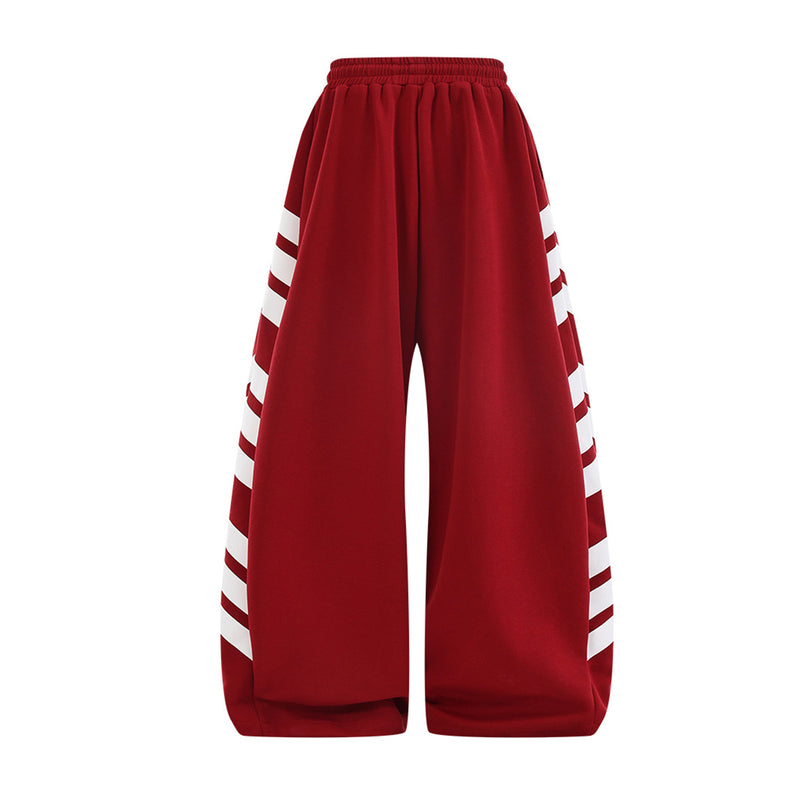 Pantalon de survêtement à jambes larges, rayures diagonales et lettrage – Coupe droite street