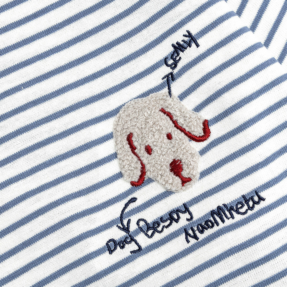 Camiseta de manga larga a rayas con estampado gráfico de perro, corte relajado