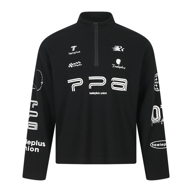 Taeleplus Union Racing Graphic Half-Zip Mock Neck Long Sleeve Sweatshirt
