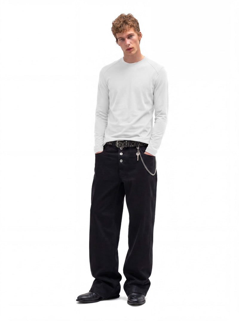 Men's Long Sleeve Crew Neck T-Shirt – Slim Fit Raglan Shoulder Tee