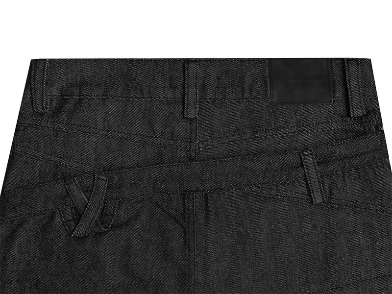 Jean wide leg noir homme avec double ceinture et empiècement diagonal