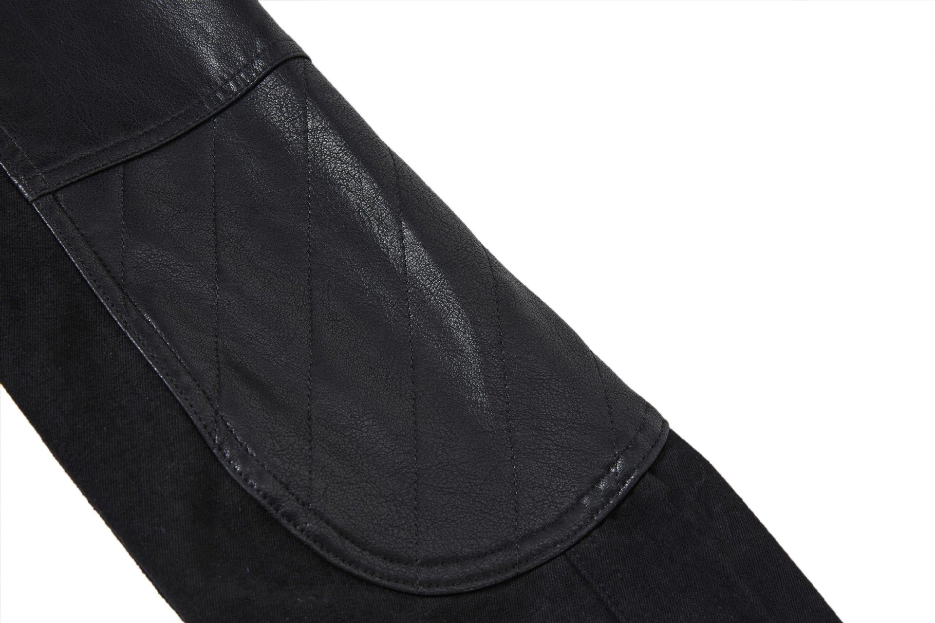 Boxy Moto Jacket – Black Denim & PU Leather Panel Biker Jacket