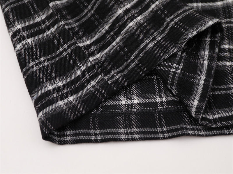 Men's Long Sleeve Plaid Shirt with Script Embroidery – Relaxed Fit