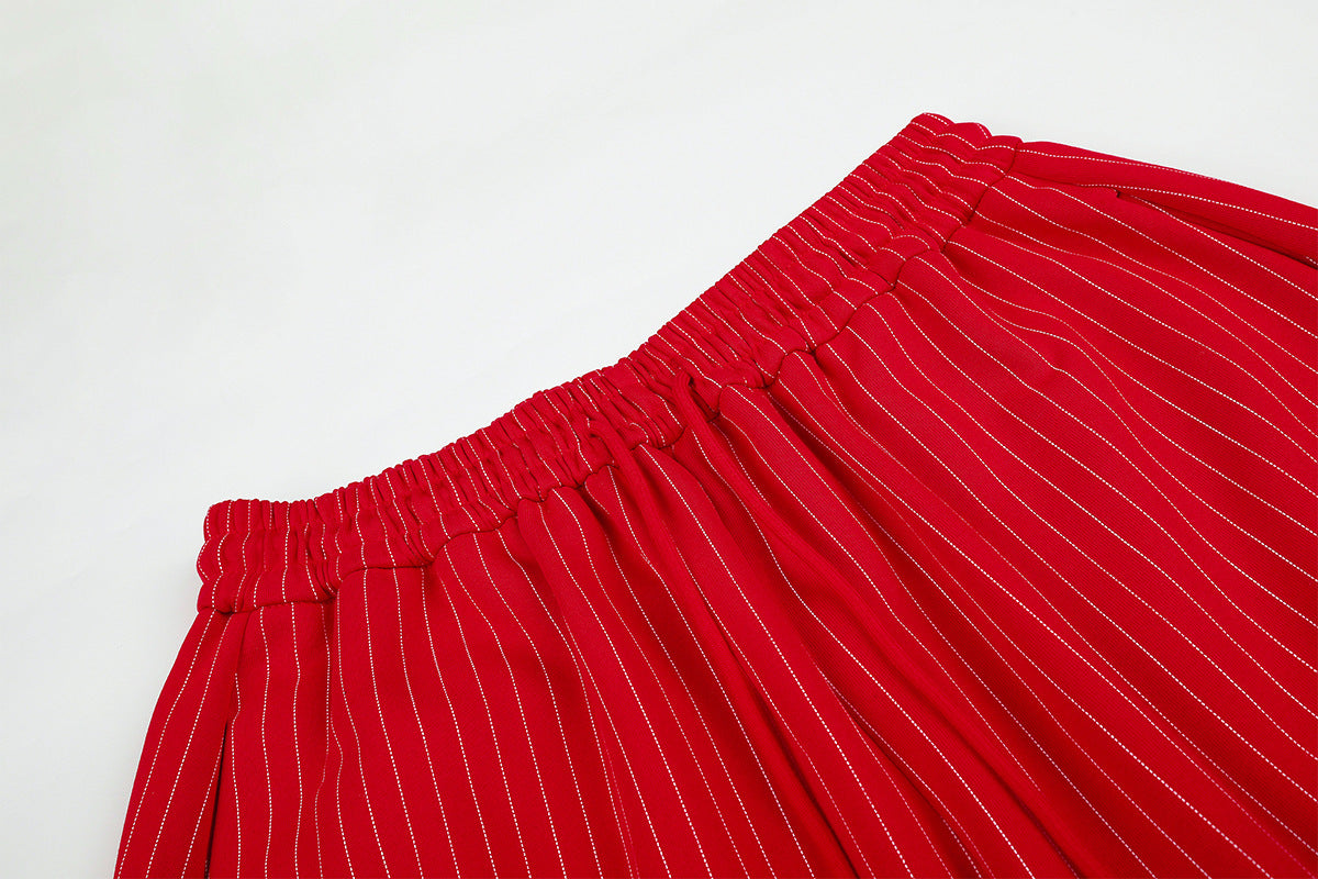 Wide Leg Striped Pants with Star Embroidery – Baggy Street Dance Trousers