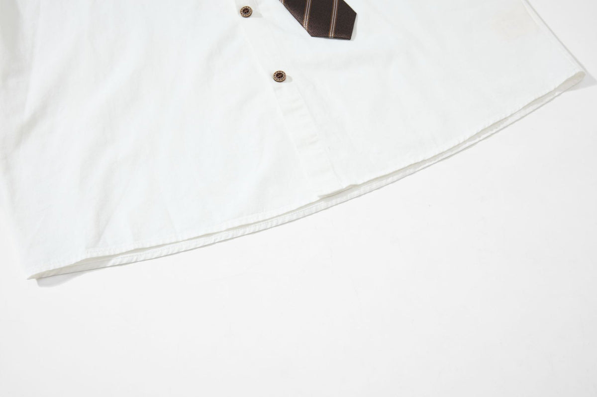 Tan Long Sleeve Shirt with Detachable Tie – Heart & Hook Embroidered Campus