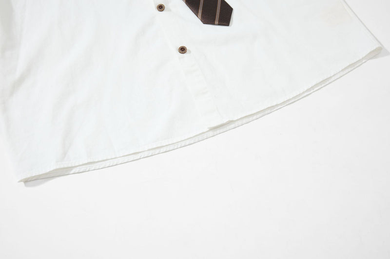Tan Long Sleeve Shirt with Detachable Tie – Heart & Hook Embroidered Campus