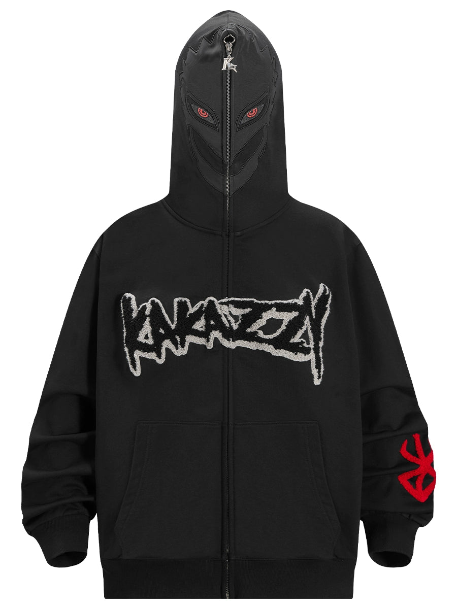 Berserk-Inspired Griffith Dark Knight Hoodie - 400GSM Black Zip-Up Oversized Streetwear